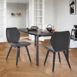 Ontario Gray Faux Leather and Black Wood Dining Chairs - Set of 2