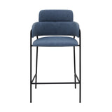 Oshen 26" Blue Faux Leather and Metal Counter Height Bar Stool