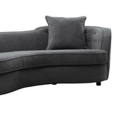 Palisade Contemporary Sofa in Gray Velvet with Brown Wood Legs