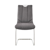 Pacific Dining Room Accent Chair in Gray Fabric and Brushed Stainless Steel Finish - Set of 2