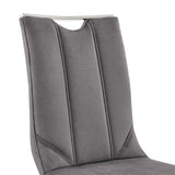 Pacific Dining Room Accent Chair in Gray Fabric and Brushed Stainless Steel Finish - Set of 2
