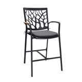Portals Aluminum/Teak/Olefin Outdoor Barstool
