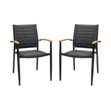 Portals Aluminum/Teak/3D-Mesh Weather-Net Outdoor Dining Chair
