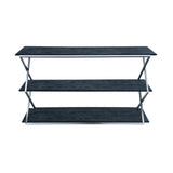 Westlake 3-Tier Black Console Table with Brushed Stainless Steel Frame