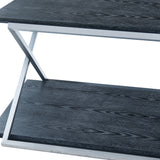 Westlake Black Veneer Coffee Table with Brushed Stainless Steel Frame