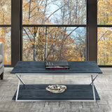 Westlake Black Veneer Coffee Table with Brushed Stainless Steel Frame