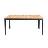 Portals Outdoor Rectangle Dining Table in Black Finish with Natural Teak Wood Top