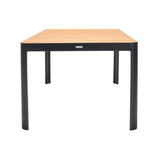 Portals Outdoor Rectangle Dining Table in Black Finish with Natural Teak Wood Top