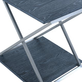 Westlake Black Veneer End Table with Brushed Stainless Steel Frame