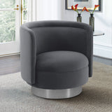 Peony Gray Fabric Upholstered Sofa Accent Chair with Brushed Gold Legs