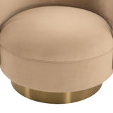 Peony Natrual Fabric Upholstered Sofa Accent Chair with Brushed Gold Legs