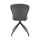 Petrie Dining Room Accent Chair in Gray Fabric and Faux Leather with Black Finish - Set of 2