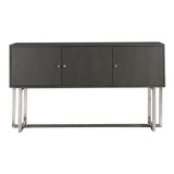 Prague Contemporary Buffet in Brushed Stainless Steel Finish and Gray Wood