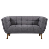 Phantom Mid-Century Modern Loveseat in Dark Gray Linen and Walnut Legs