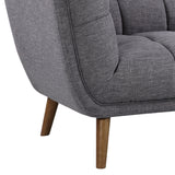 Phantom Mid-Century Modern Loveseat in Dark Gray Linen and Walnut Legs