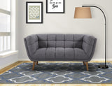 Phantom Mid-Century Modern Loveseat in Dark Gray Linen and Walnut Legs