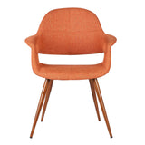 Phoebe Mid-Century Dining Chair in Walnut Finish and Orange Fabric