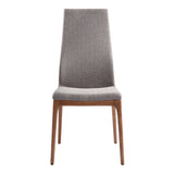 Parker Mid-Century Dining Chair in Walnut Finish and Gray Fabric - Set of 2