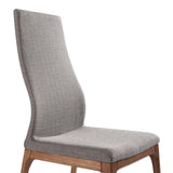 Parker Mid-Century Dining Chair in Walnut Finish and Gray Fabric - Set of 2