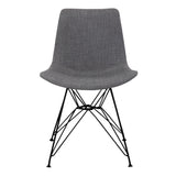 Palmetto Contemporary Dining Chair in Charcoal Fabric with Black Metal Legs