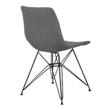 Palmetto Contemporary Dining Chair in Charcoal Fabric with Black Metal Legs