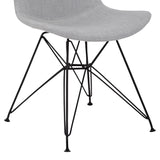 Palmetto Contemporary Dining Chair in Gray Fabric with Black Metal Legs