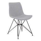 Palmetto Contemporary Dining Chair in Gray Fabric with Black Metal Legs
