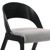 Polly Mid-Century Gray Upholstered Dining Chairs in Black Finish - Set of 2