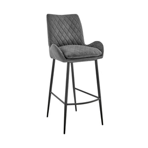 Panama 26" Counter Height Bar Stool in Charcoal Fabric and Black Finish