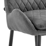 Panama 30" Bar Height Bar Stool in Charcoal Fabric and Black Finish