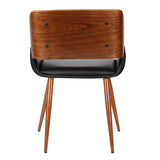Panda Mid-Century Dining Chair in Walnut Finish and Black Faux Leather