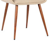 Panda Mid-Century Dining Chair in Walnut Finish and Brown Fabric