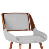 Panda Mid-Century Dining Chair Walnut Finish and Gray Fabric