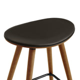 Piper 26" Counter Height Backless Bar Stool in Brown Faux Leather and Walnut Wood