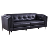 Primrose Contemporary Sofa in Dark Metal Finish and Navy Genuine Leather