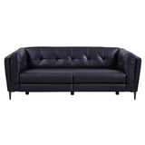 Primrose Contemporary Sofa in Dark Metal Finish and Navy Genuine Leather