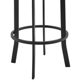 Prinz 26" Counter Height Swivel Grey Faux Leather and Black Metal Bar Stool