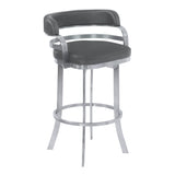 Prinz Brushed Stainless Steel/Faux Leather 100% Polyurethane/Urethane Foam Barstool