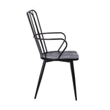 Parisa High Back Steel Framed Side Chair in Black Powder Coated Finish and Black Brushed Wood