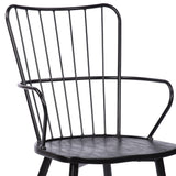 Parisa High Back Steel Framed Side Chair in Black Powder Coated Finish and Black Brushed Wood