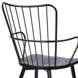 Parisa High Back Steel Framed Side Chair in Black Powder Coated Finish and Black Brushed Wood