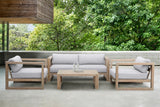 Paradise Outdoor Light Eucalyptus Wood Sofa with Grey Cushions