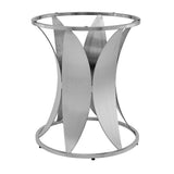 Petal Modern Glass and Stainless Steel Round Pedestal Dining Table