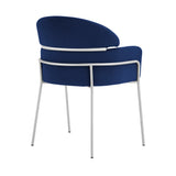 Portia Blue Velvet and Brushed Stainless Steel Dining Room Chairs - Set of 2