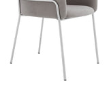 Portia Gray Velvet and Brushed Stainless Steel Dining Room Chairs - Set of 2