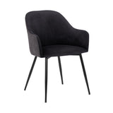 Pixie Black and Dark Grey Fabric Dining Room Chair with Black Metal Legs