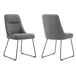 Quartz Gray Fabric and Metal Dining Room Chairs - Set of 2