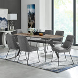 Quartz Gray Fabric and Metal Dining Room Chairs - Set of 2