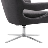 Quinn Contemporary Adjustable Swivel Accent Chair in Polished Chrome Finish with Grey Fabric