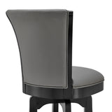 Raleigh 26" Counter Height Swivel Barstool in Black Finish and Gray Faux Leather